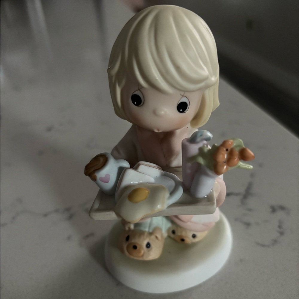 Precious Moments Figurine with Cream and Pink Accents